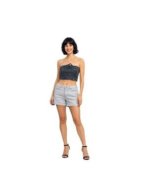 2/$30 NWT PrettyLittleThing Petite 6 Dark Gray Denim Bustier